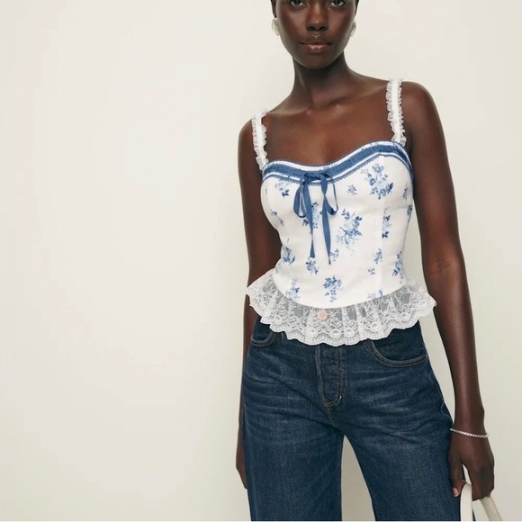 Reformation Paola Floral Linen Top - Picture 2 of 7